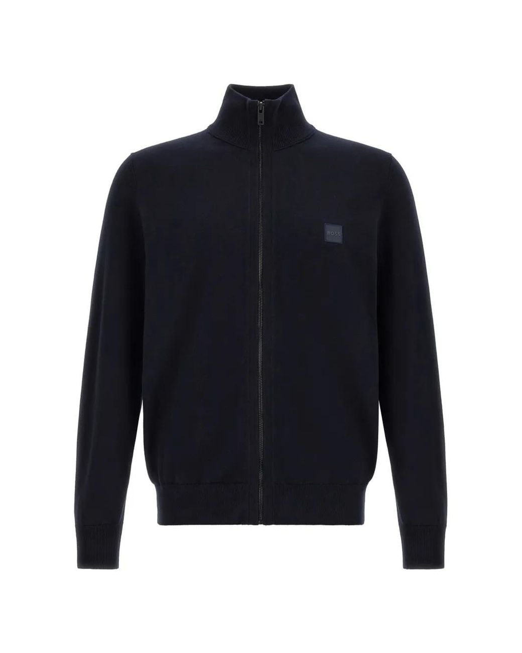 Boss Blue Logo-Patch Zip-Up Cardigan for men