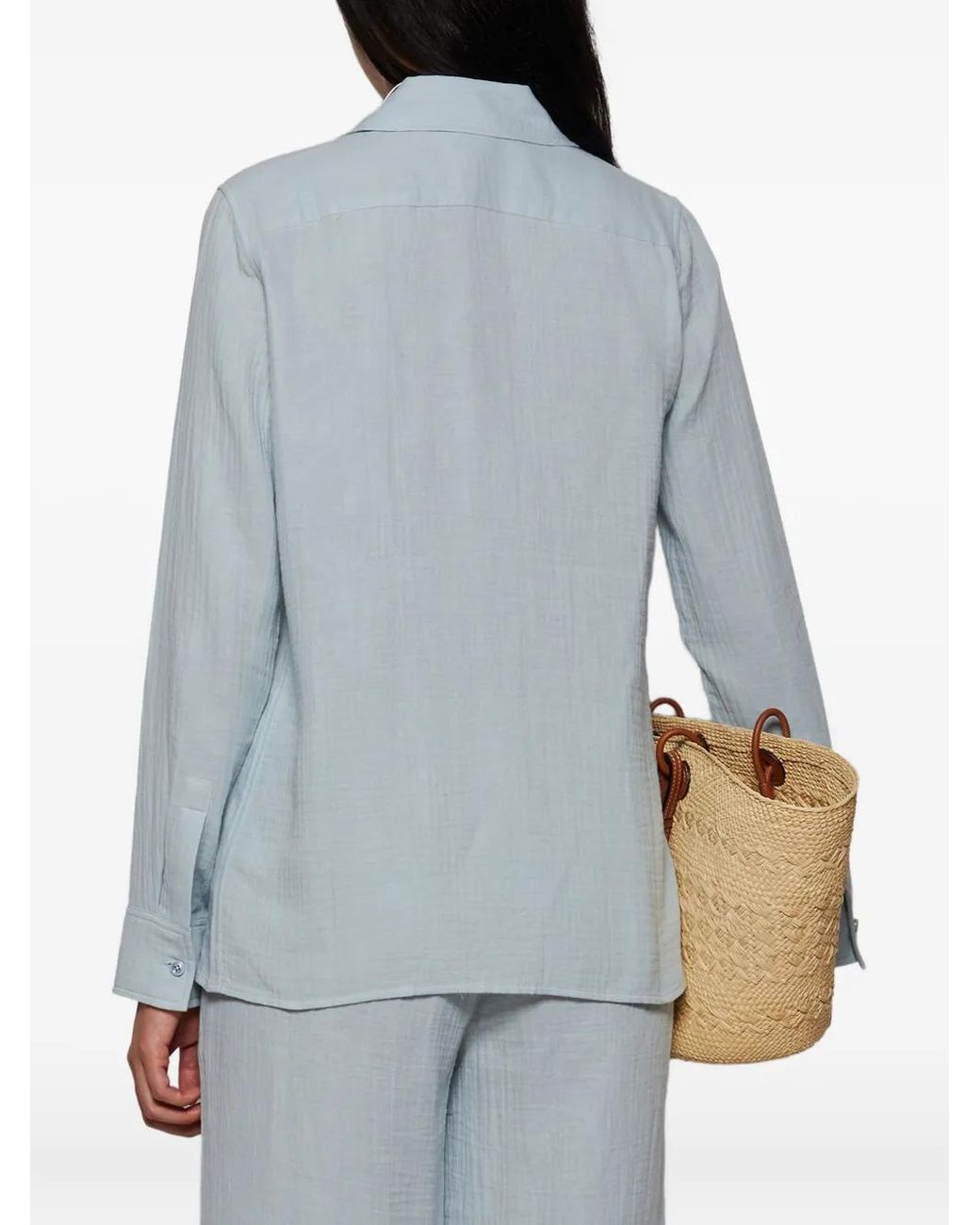 Camisa De Algodón Con Botones ÉTERNE de color Blue