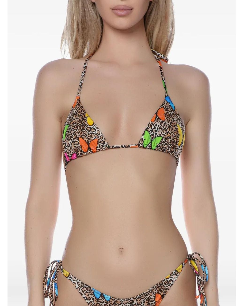 Mc2 Saint Barth Natural Leah Butterfly-Print Bikini Top
