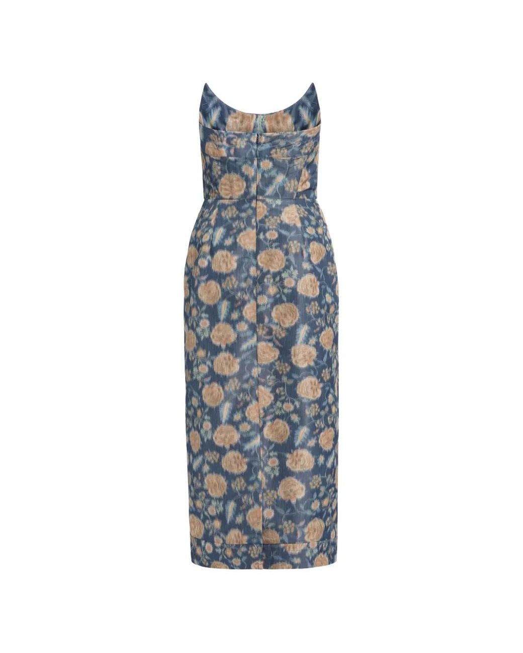 Markarian Blue Cypress Ikat-Print Midi Dress