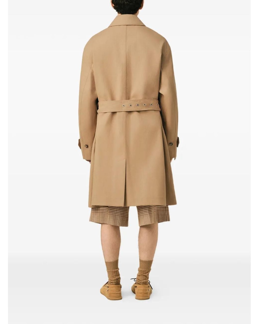 AMI Natural Water-Repellent Cotton Twill Belted Mac Coat for men