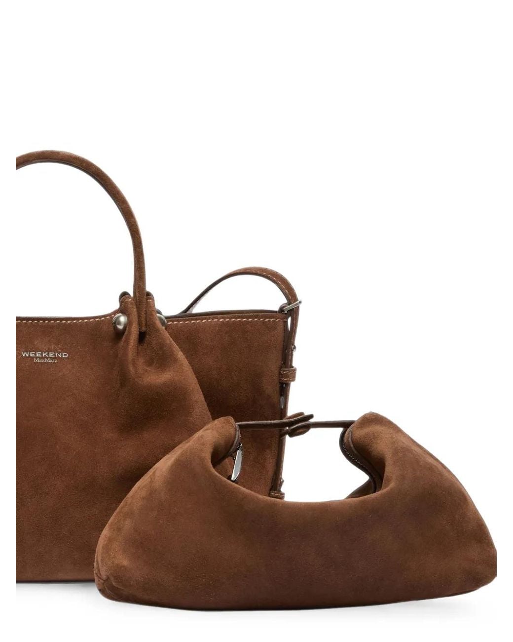 Weekend by Maxmara Brown Suede Leather Shoulder Bag