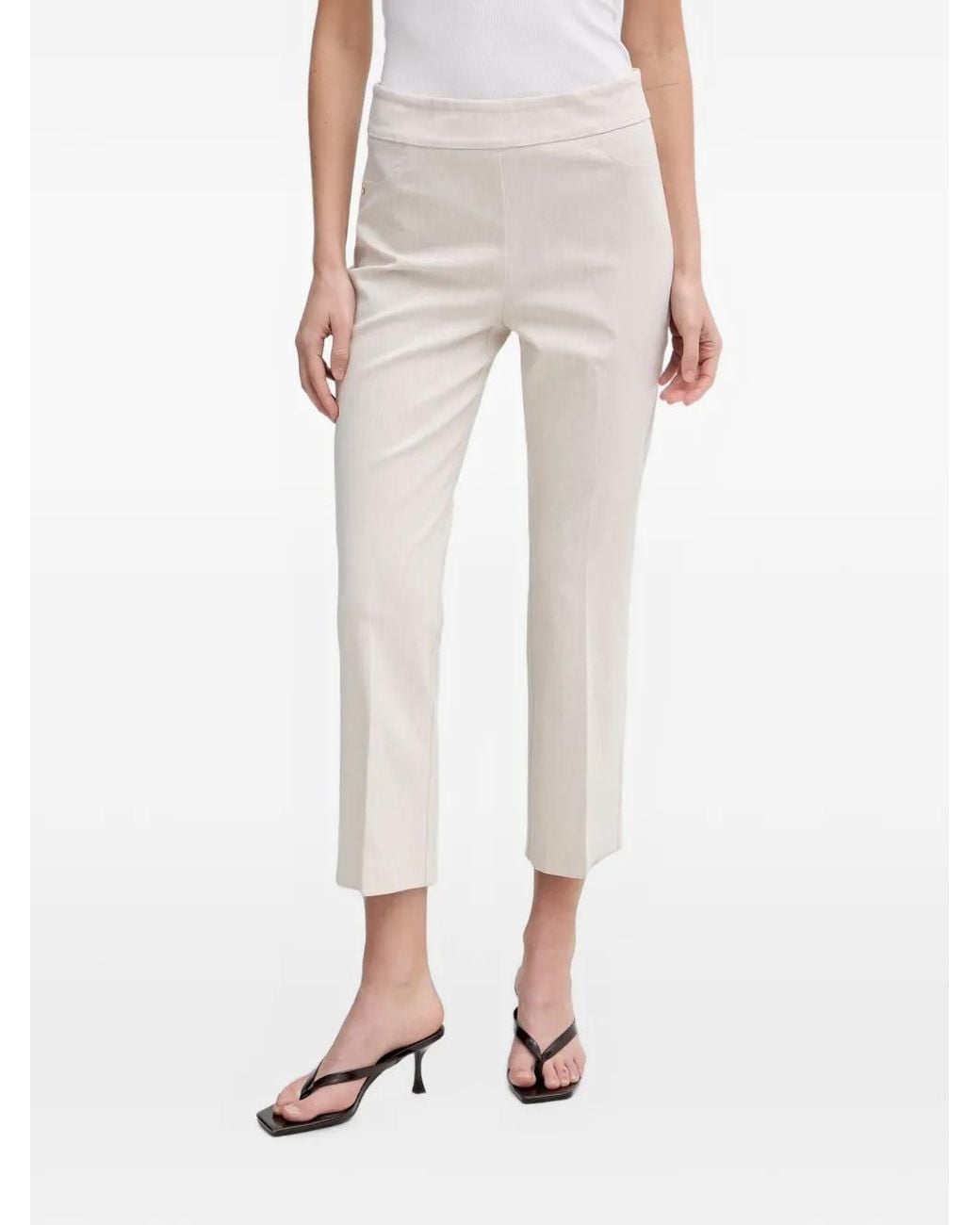 Joseph Ribkoff Pink Logo-Plaque Cropped Trousers