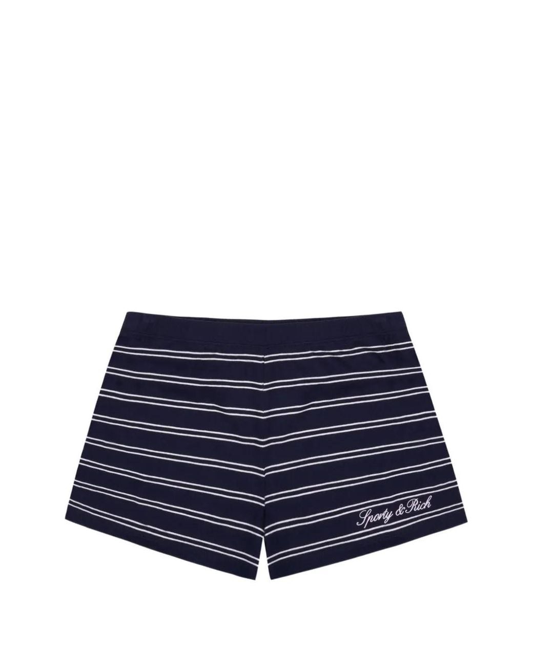 Sporty & Rich Blue Striped Logo-Embroidered Shorts for men