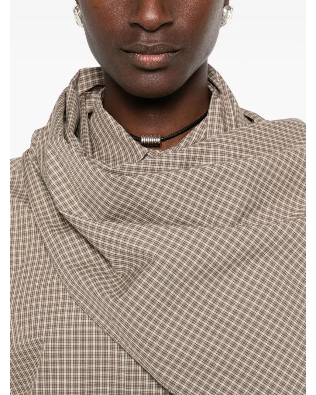 DARKPARK Gray Georgia Check Draped Shirt