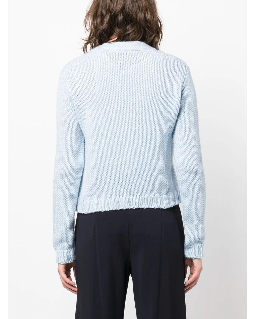 Private 0204 Blue V-Neck Cashmere Cardigan