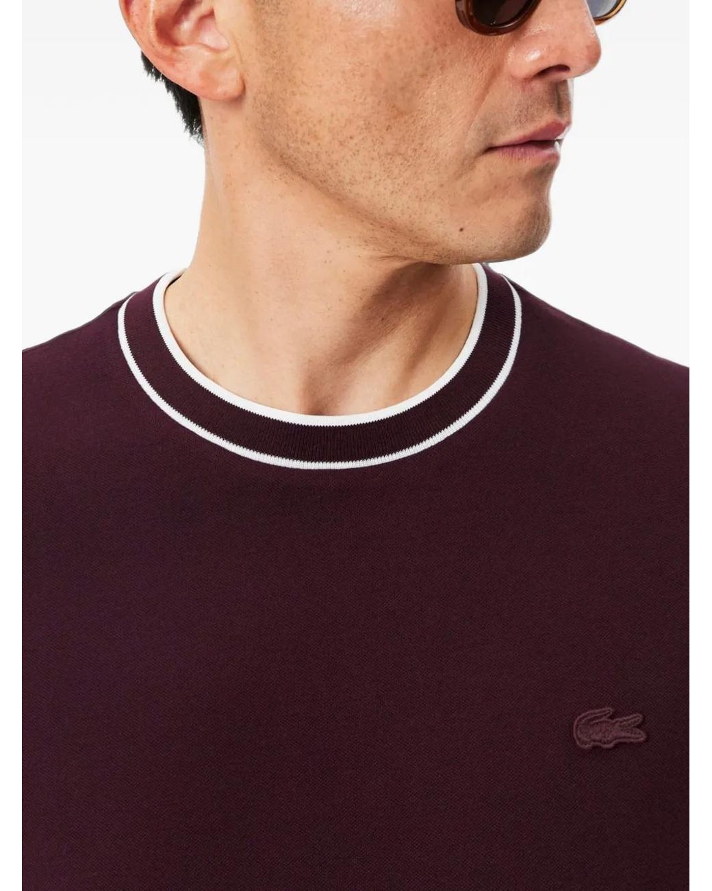 Lacoste Purple Contrast-Trim T-Shirt for men