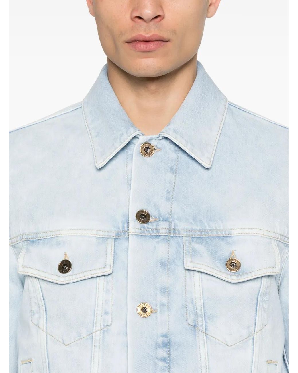 Jacob Cohen Blue Light Denim Jacket With Classic Front Fastening for men