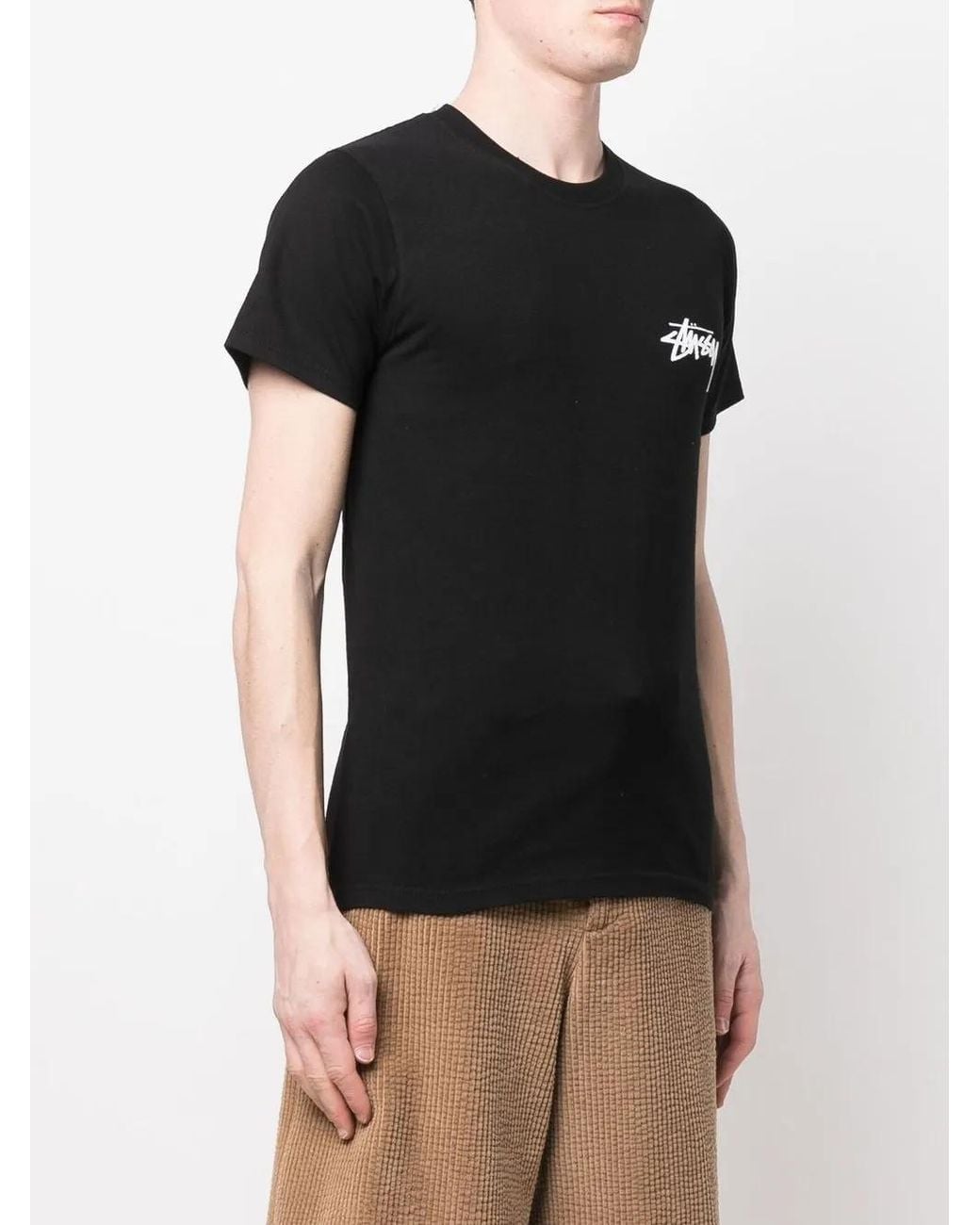 Stussy Black Logo-Print T-Shirt for men