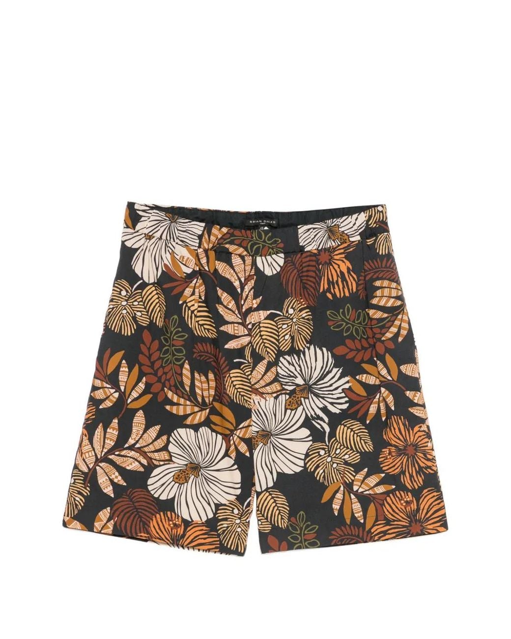 Brian Dales Brown Floral-Print Shorts for men