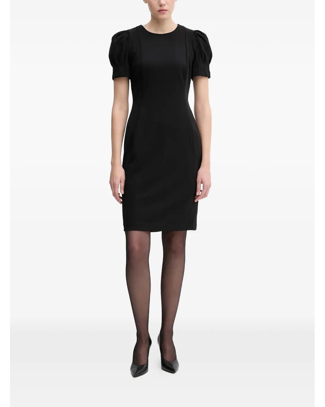 DKNY Black Puff-Sleeve Mini Dress