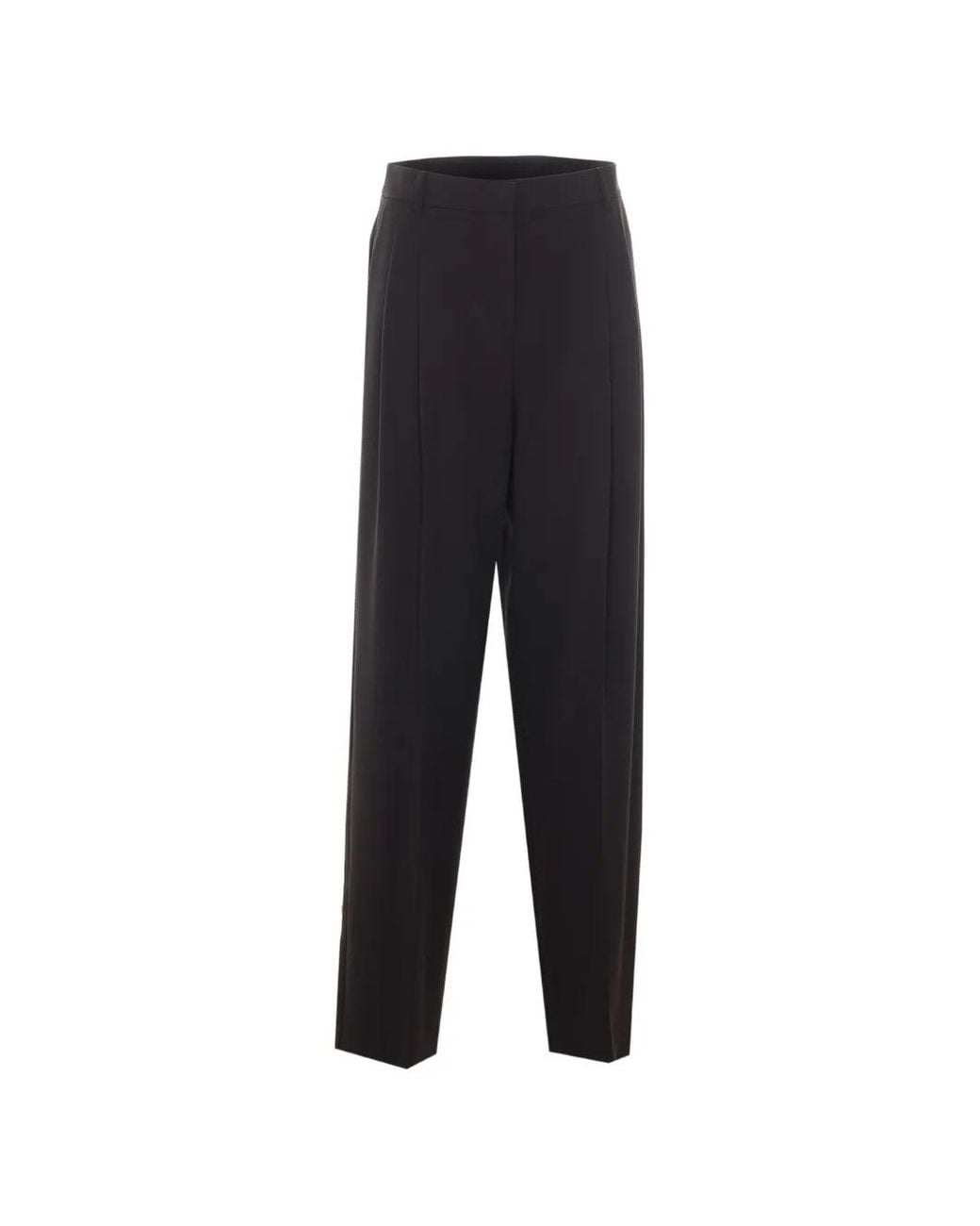 Patrizia Pepe Blue Pleated Logo-Plaque Trousers