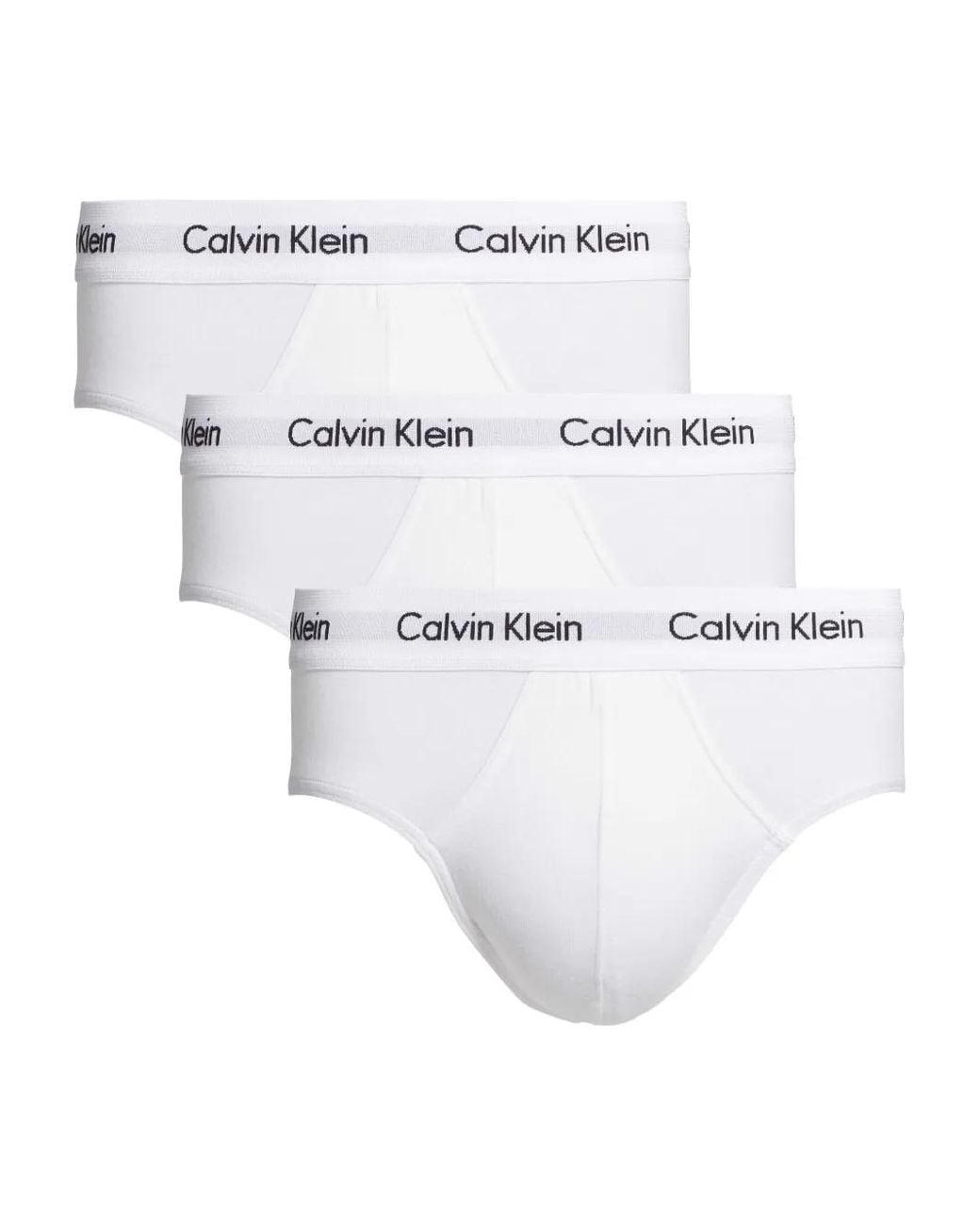 Calvin Klein White Logo-Waistband Cotton Brief (Pack Of Three) for men