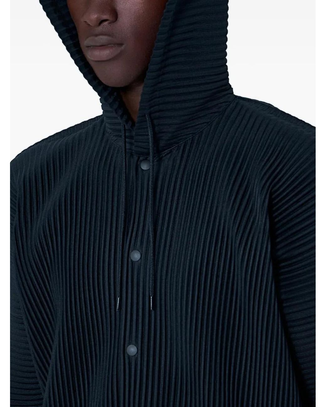Homme Plissé Issey Miyake Blue Veste Plissée À Capuche for men