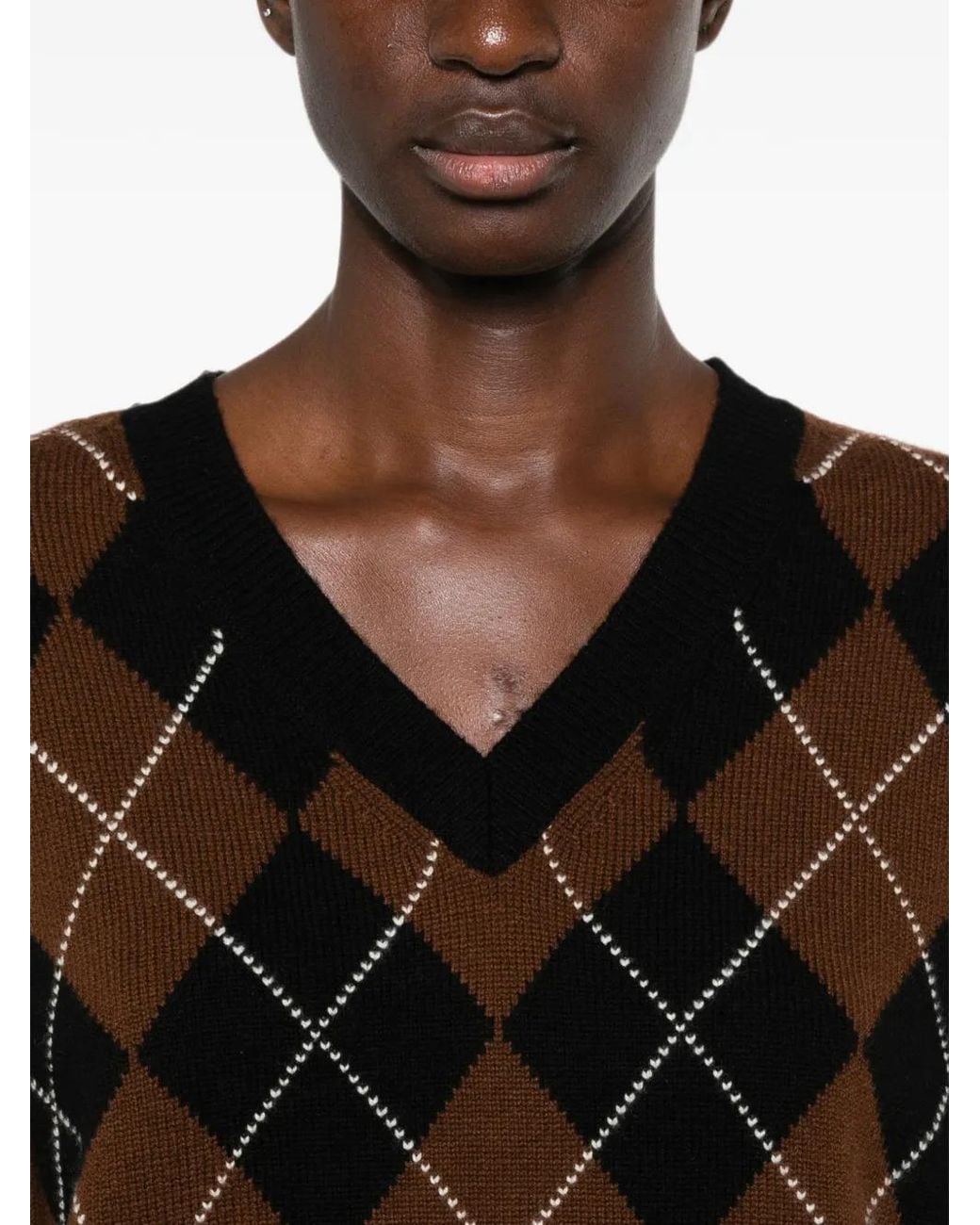 Sandro Black Pullover Mit Argyle-Muster