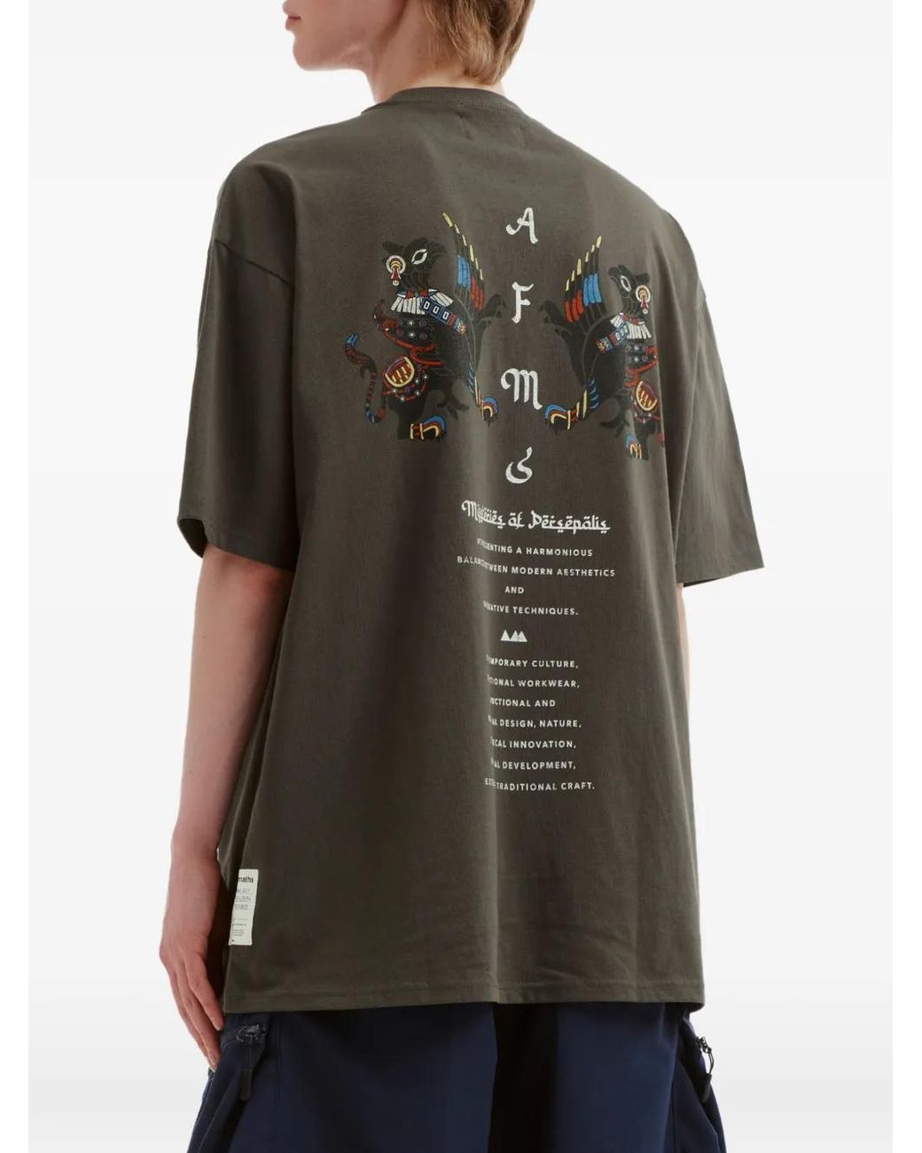 AFTERMATHS Gray Graphic-Print Cotton T-Shirt for men