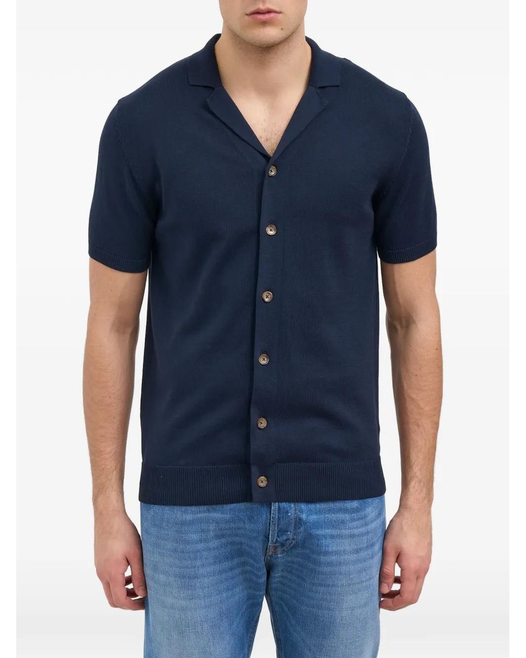 Daniele Alessandrini Blue Short-Sleeve Button-Up Shirt for men