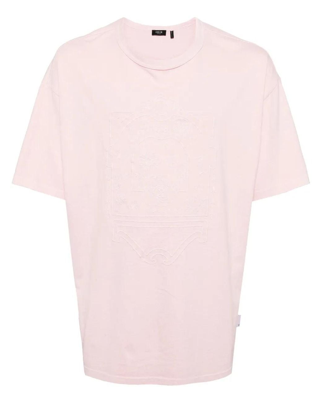 FIVE CM Pink Embroidered Cotton T-Shirt for men