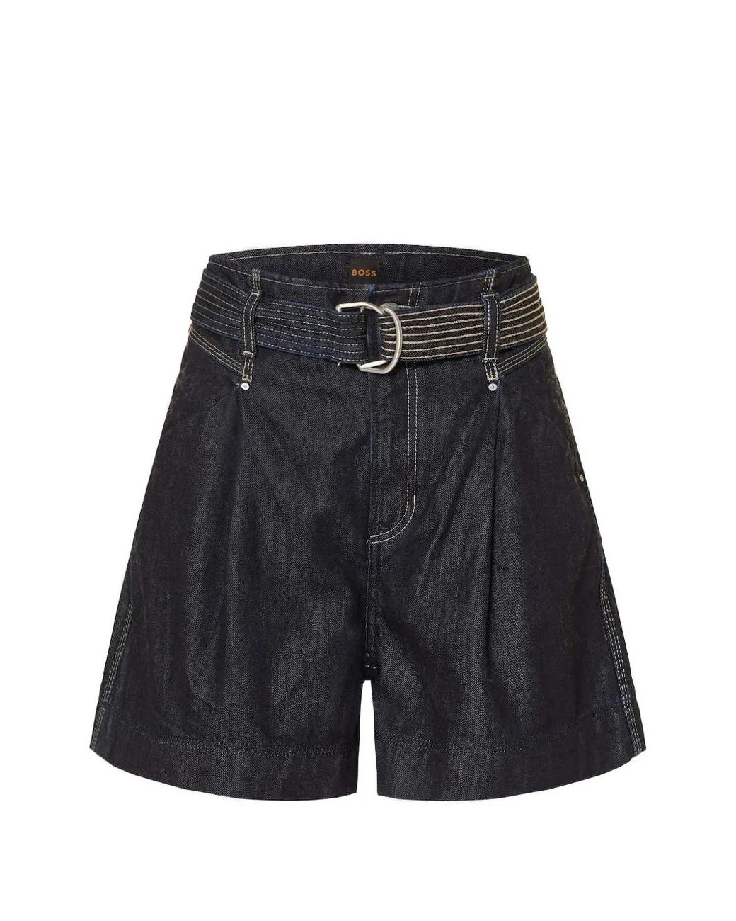 Boss Blue Belted Denim Shorts