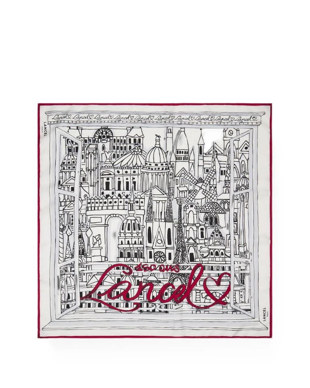 Lancel Gray Paris A La Fenetre Printed Scarf