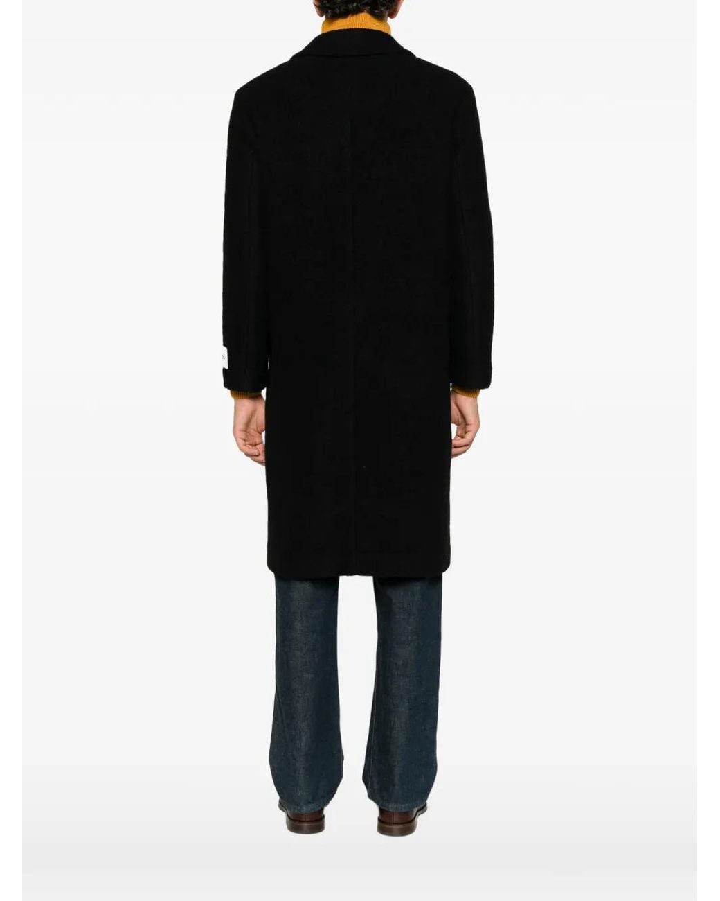 AMISH Black Logo-Patch Single-Breasted Coat for men