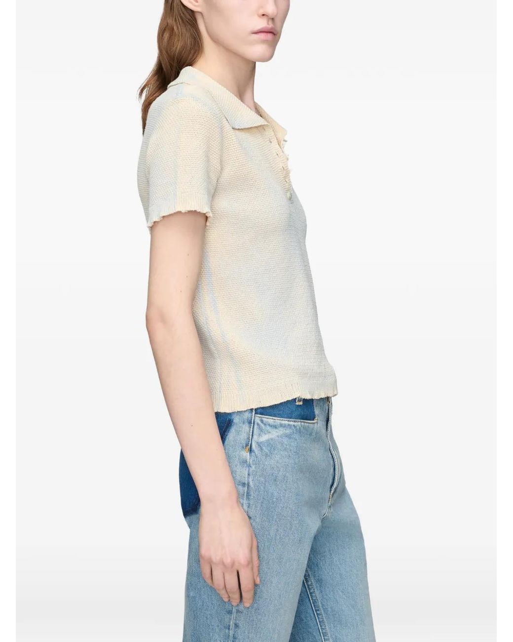 Maison Margiela White Stamped Cotton Knit Polo