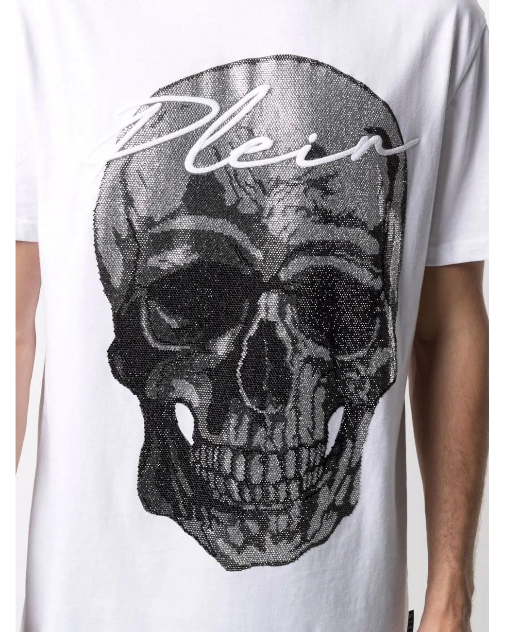 Philipp Plein White Skull-Print T-Shirt for men