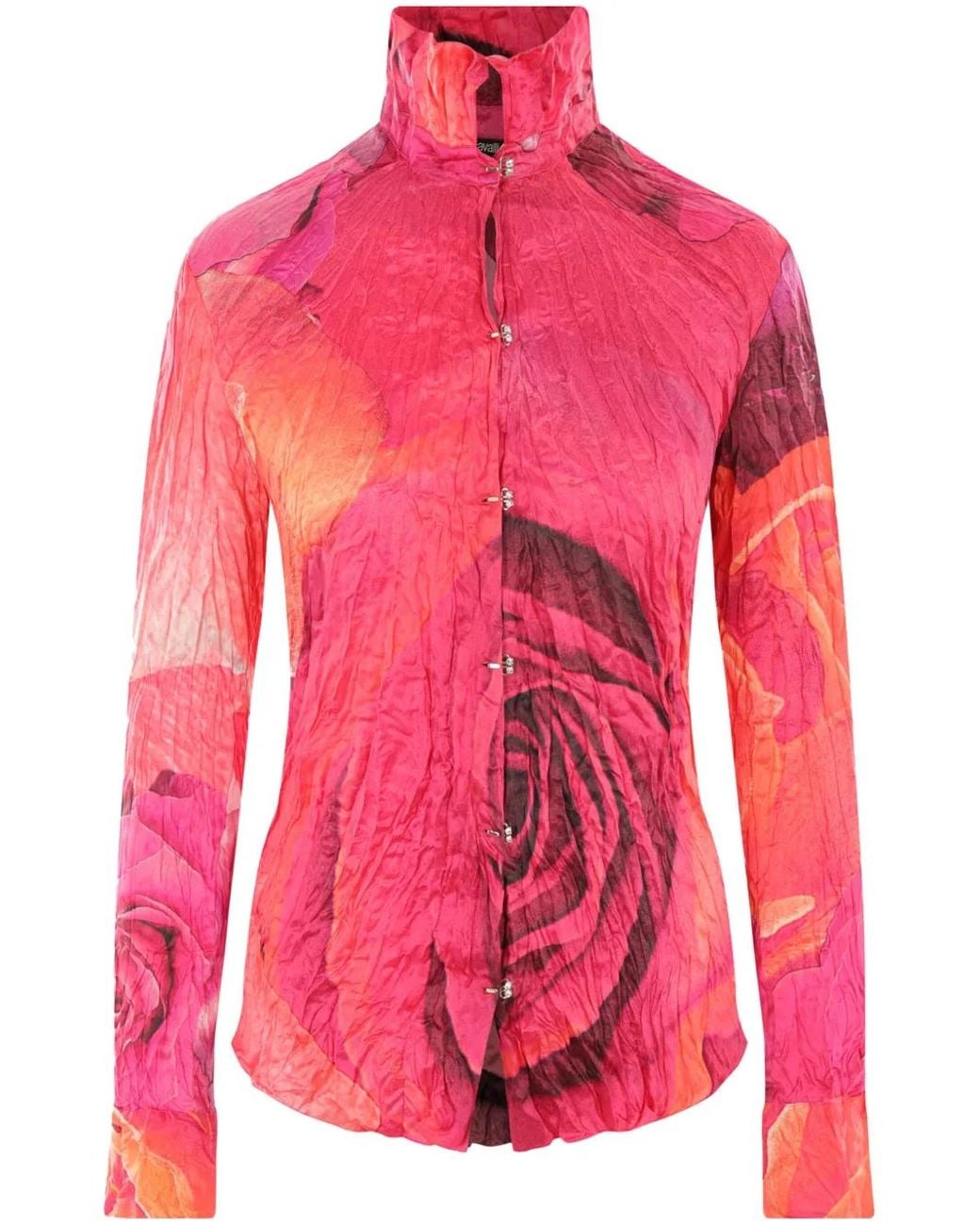 Roberto Cavalli Pink Garden Rose-Print Shirt