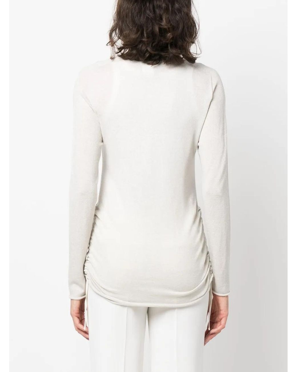 Fabiana Filippi White V-Neck Knitted Jumper