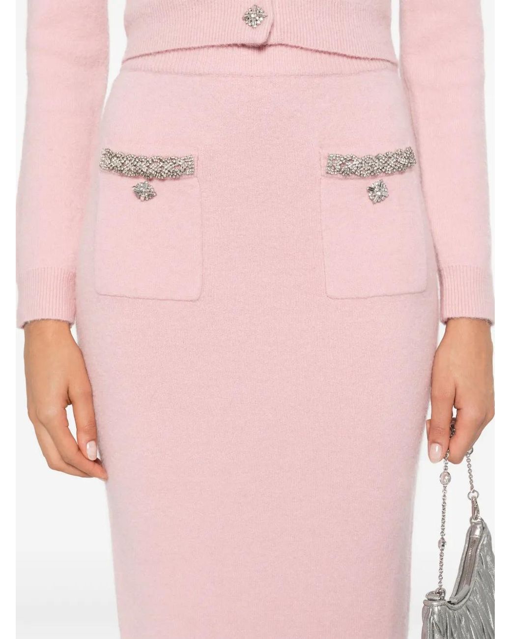 Self-Portrait Pink Midi Skirt