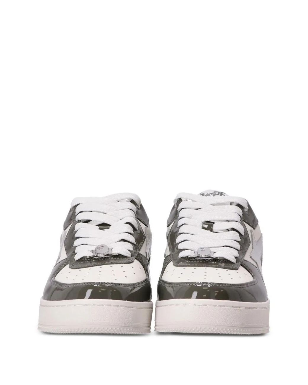 A Bathing Ape White Sta Logo-Patch Leather Sneakers for men