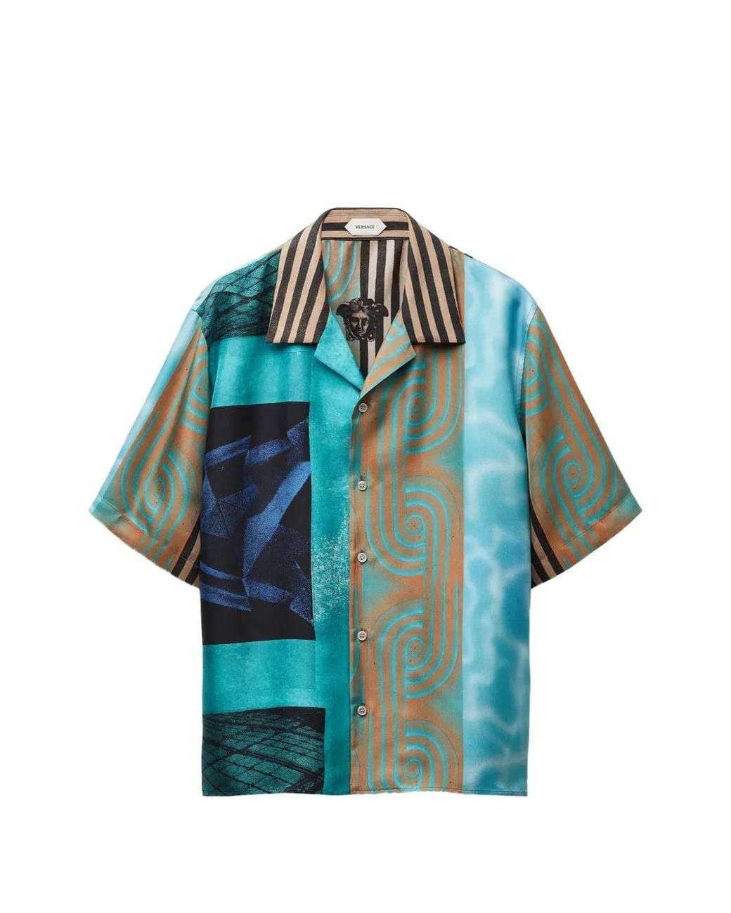 Versace Blue Regular Abstract Shirt for men