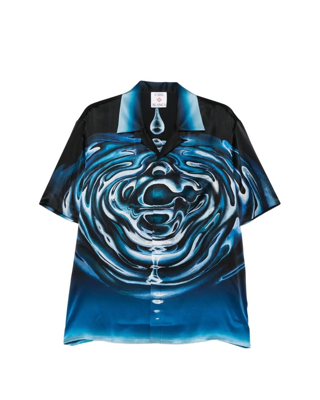 Casablanca Blue Chemise À Col Cubain Et Motif Ondes D'Eau for men