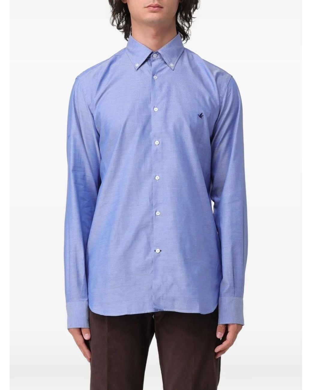 Brooksfield Blue Button-Down Oxford Shirt for men