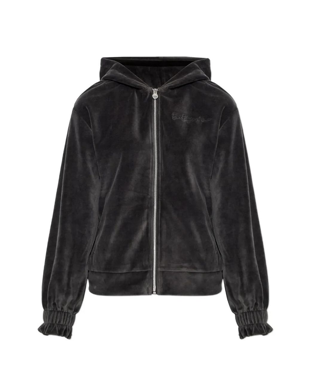 EA7 Black Velvet Zip-Up Hoodie