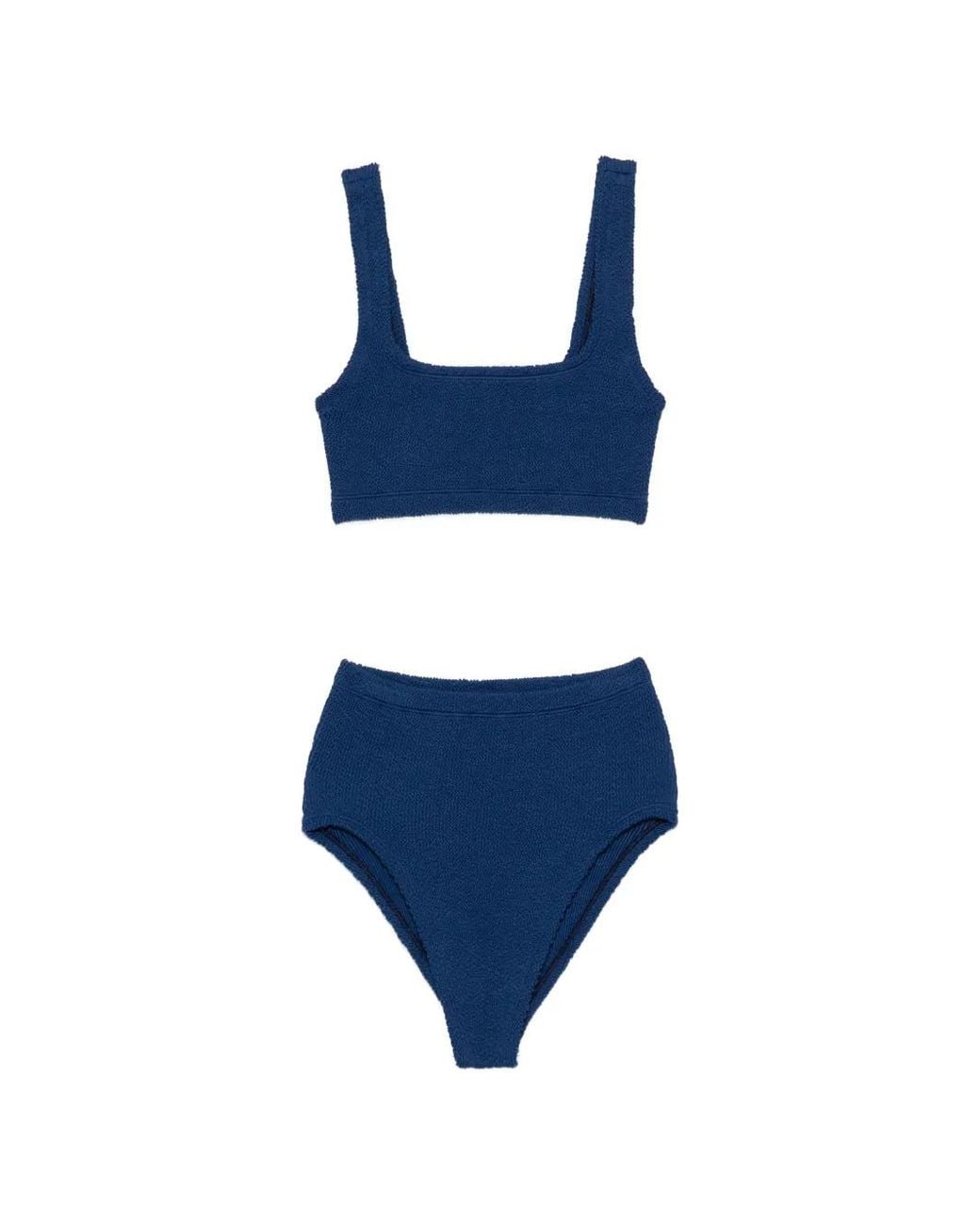 Hunza G Blue Patricia Crinkle-Effect Bikini