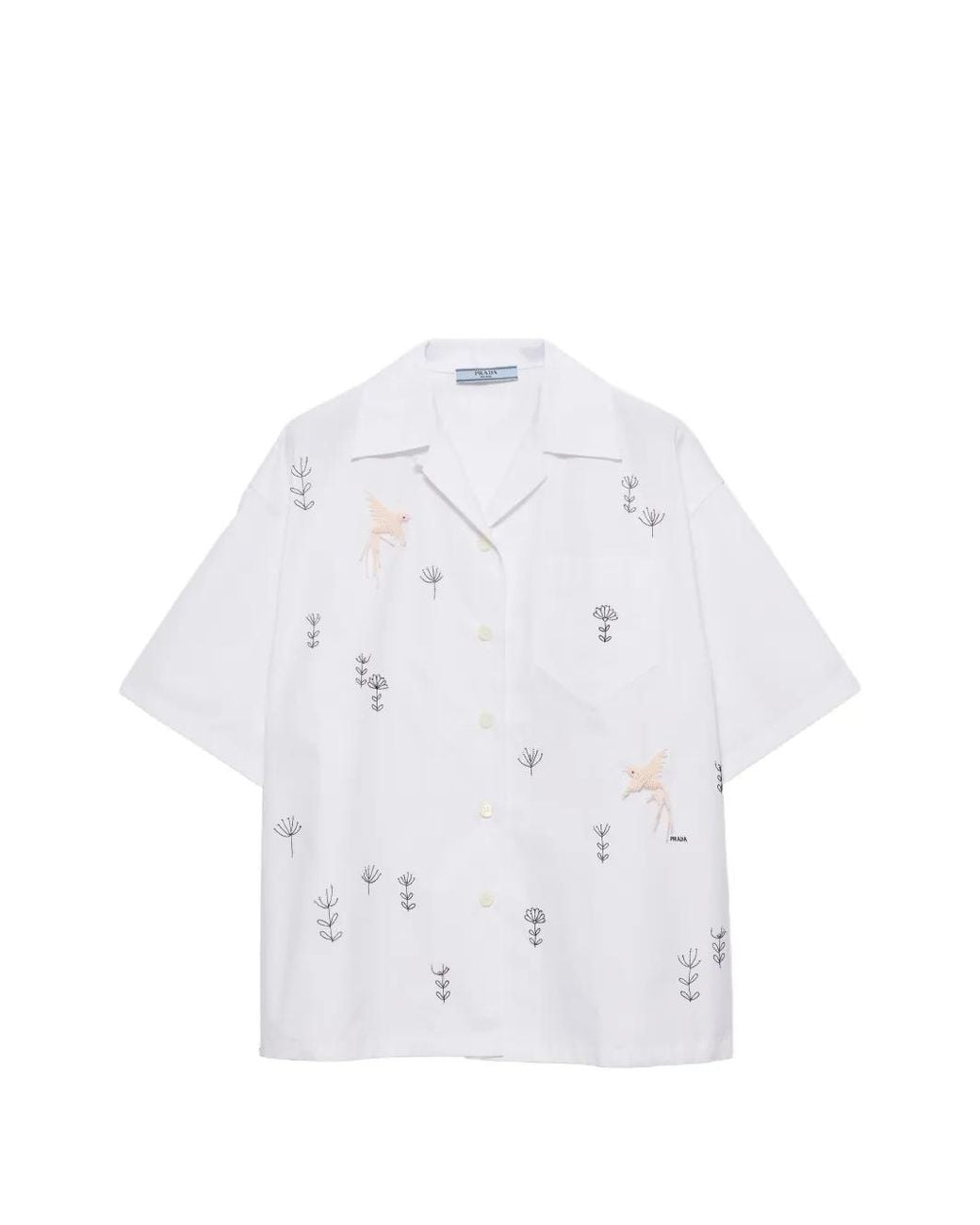 Prada White Embroidered Poplin Shirt