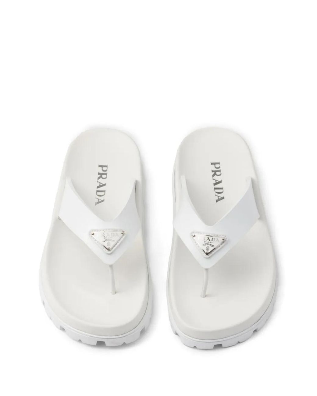 Prada White Rubber Thong Sandals