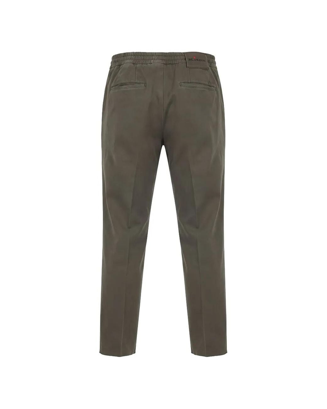 Kiton Gray Drawstring Raw-Cut Trousers for men