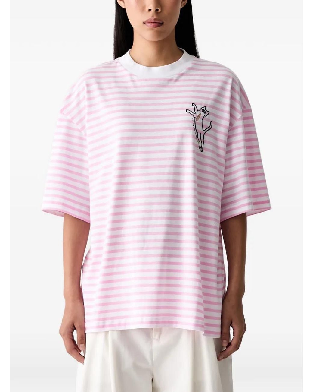Iceberg Pink Striped Embroidered T-Shirt
