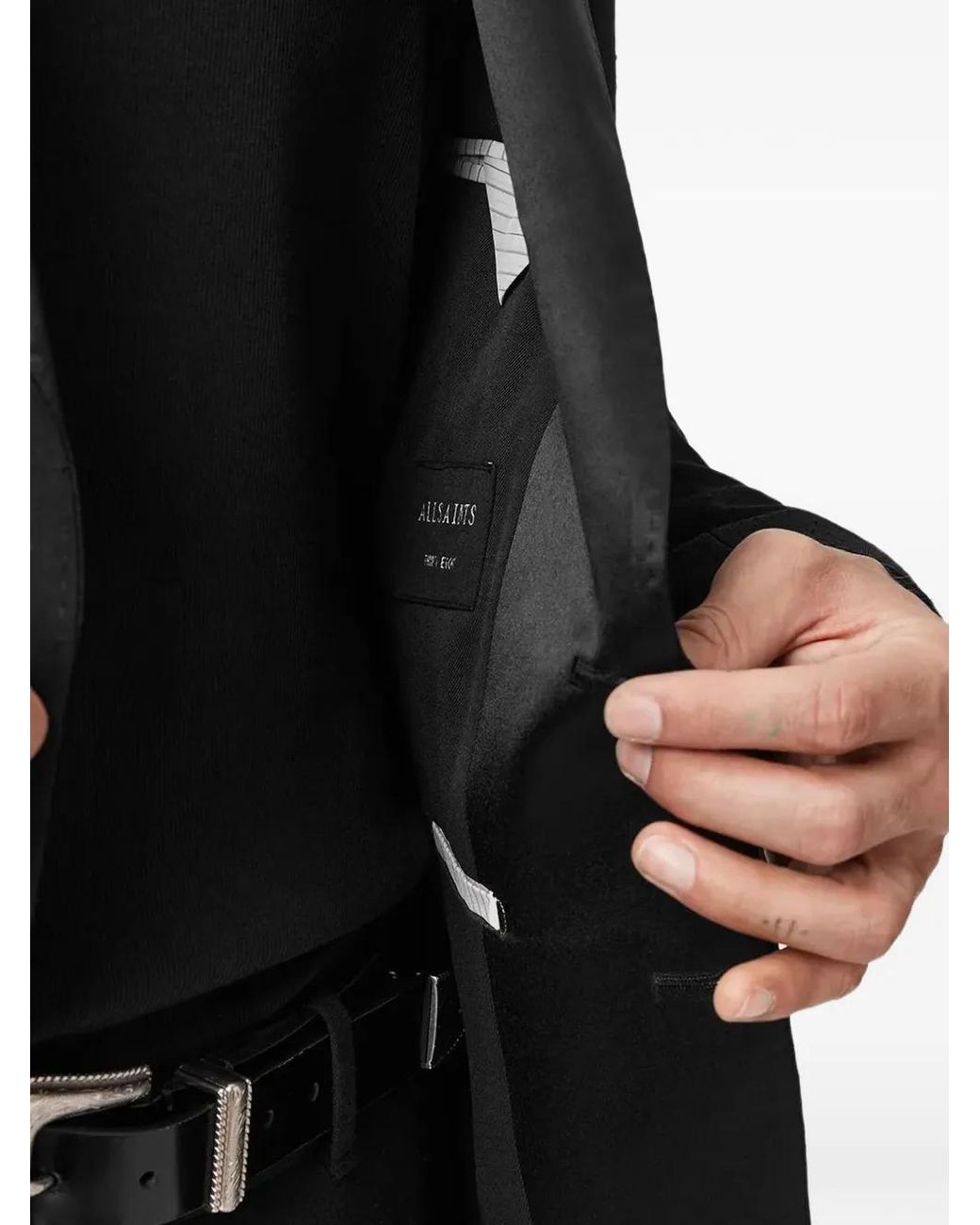 AllSaints Black Germain Single-Breasted Blazer for men