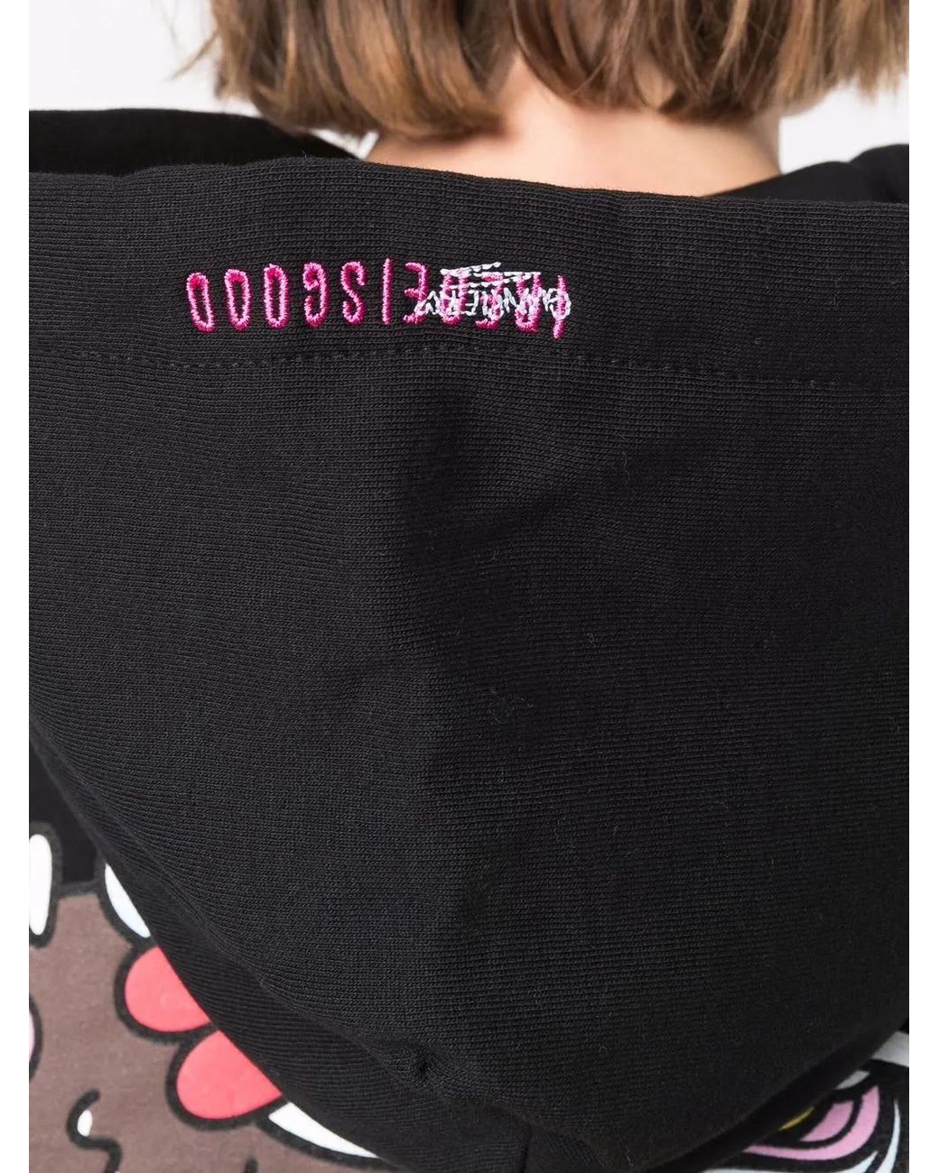 IRENEISGOOD Black Oversized Logo-Print Hoodie