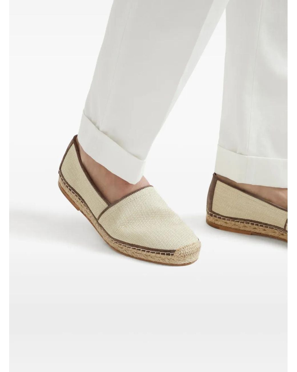 Brunello Cucinelli Natural Raffia And Leather Espadrilles for men