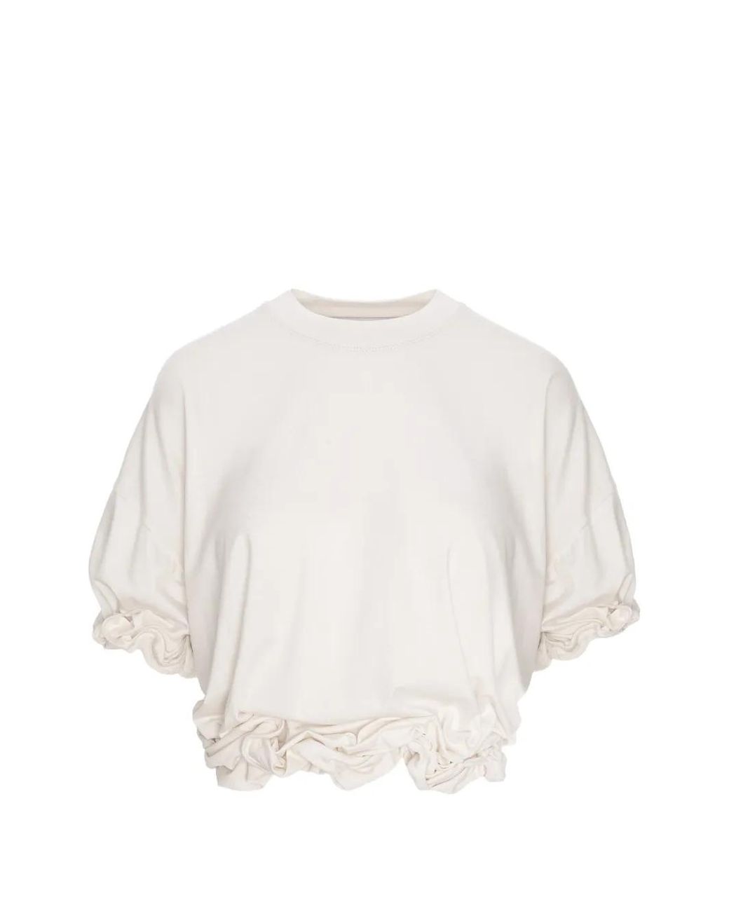 SEEN USERS White Twombly Bloom Ruffled T-Shirt