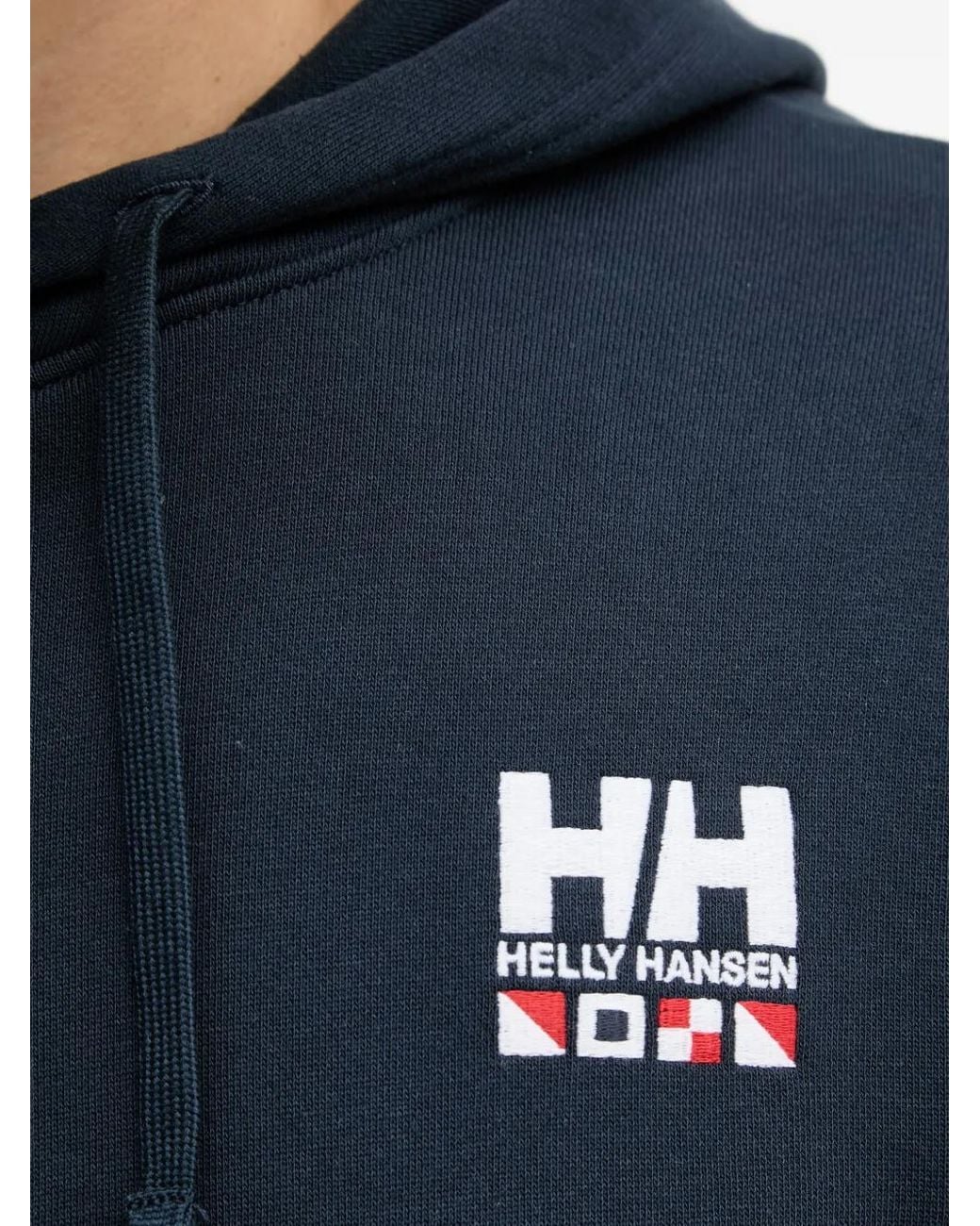 Helly Hansen Blue Shoreline Logo-Embroidered Drawstring Hoodie for men