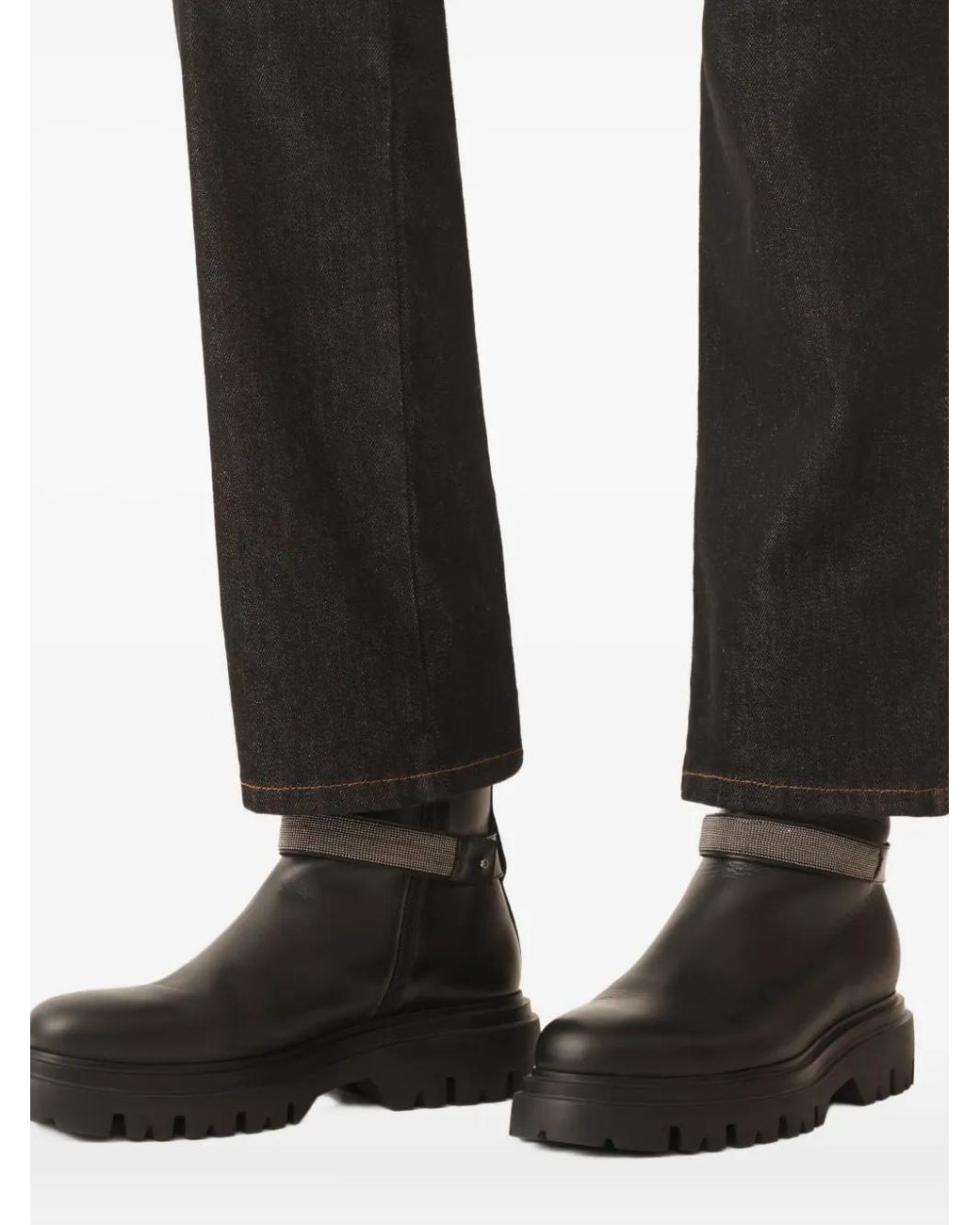 Fabiana Filippi Black Chain-Embellished Boots