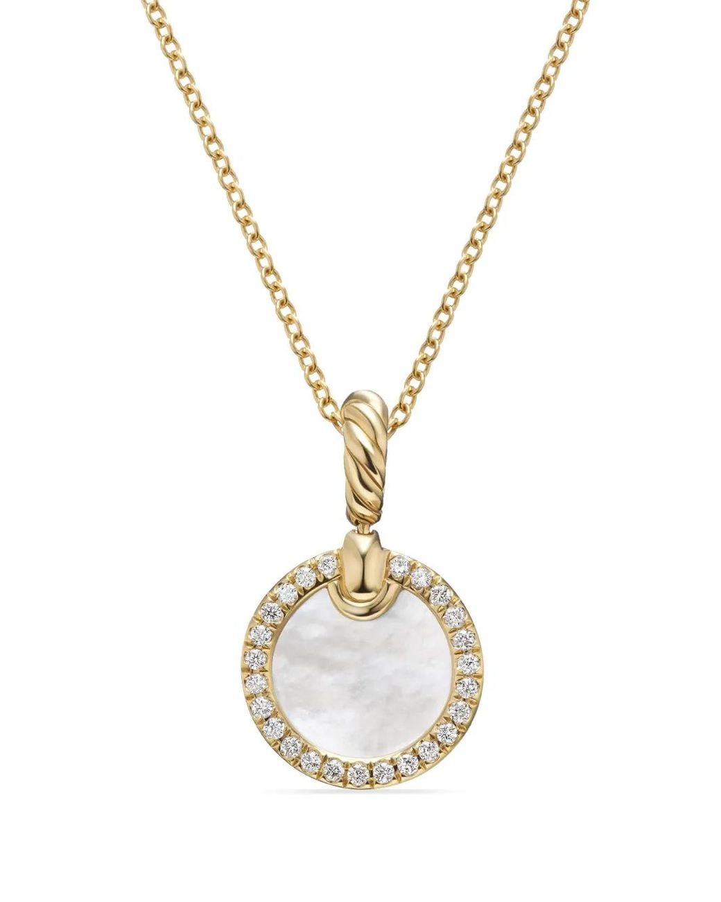 David Yurman Metallic 18Kt Petite Dy Elements Diamond Necklace (17.8Mm)