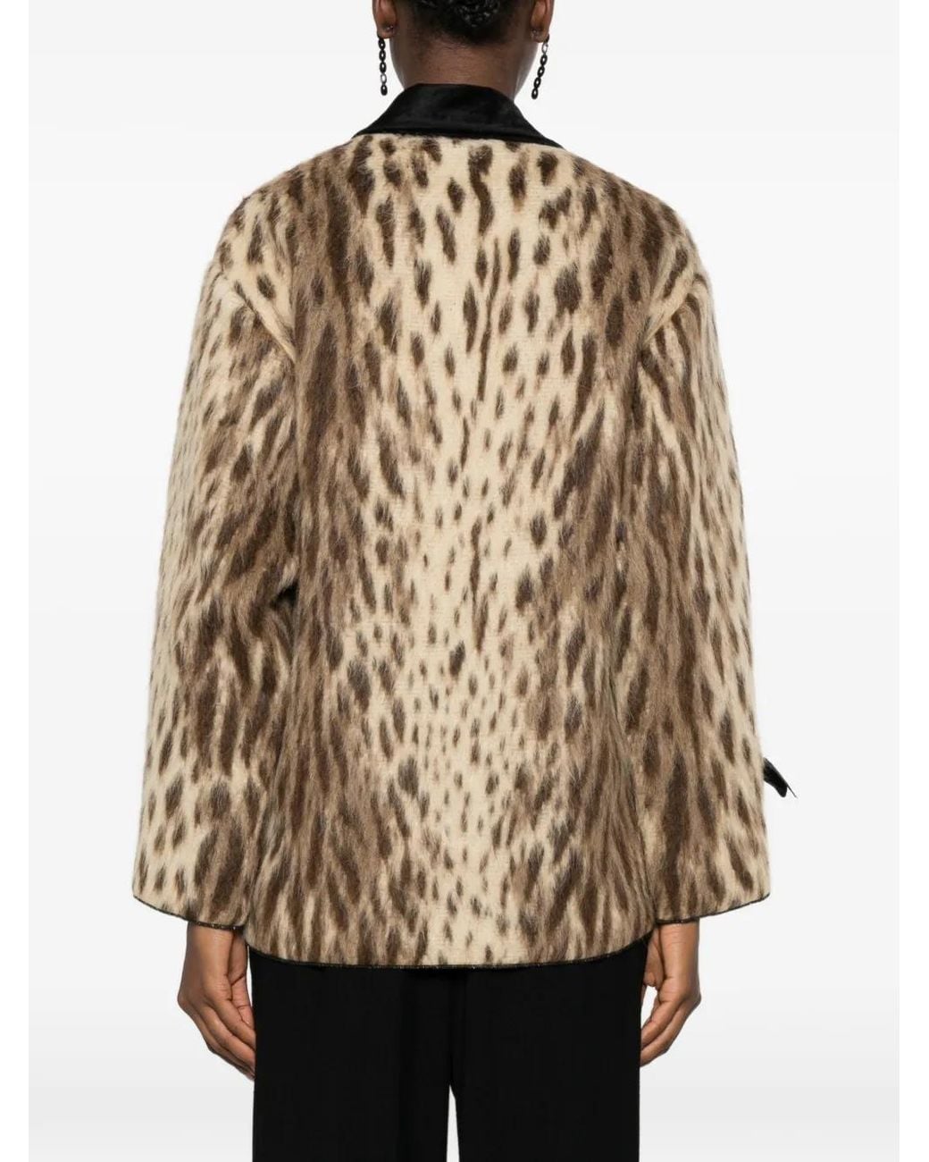 Forte_forte Natural Leopard-Print Double-Breasted Coat