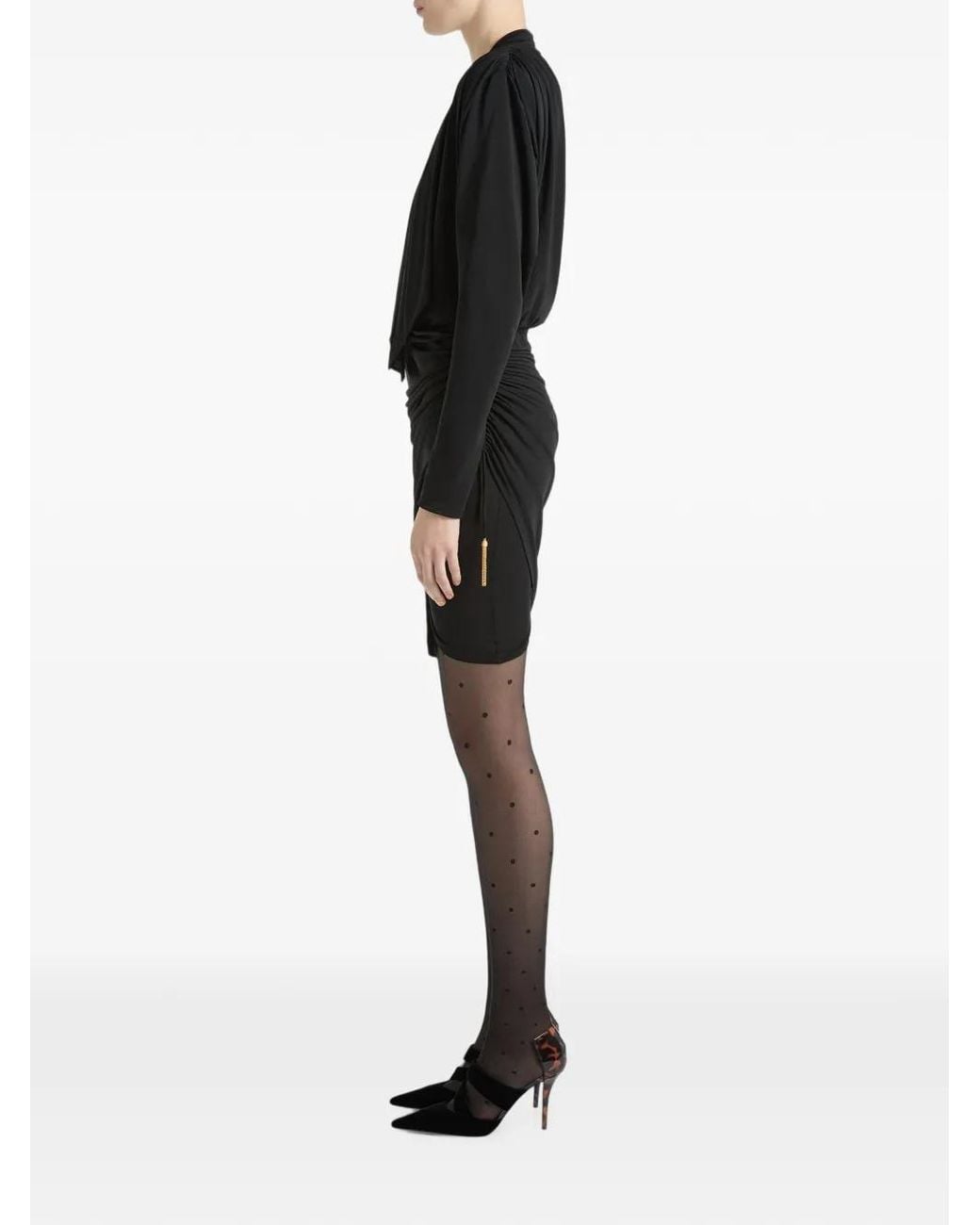 Balmain Black Draped Flowing Jersey Dress