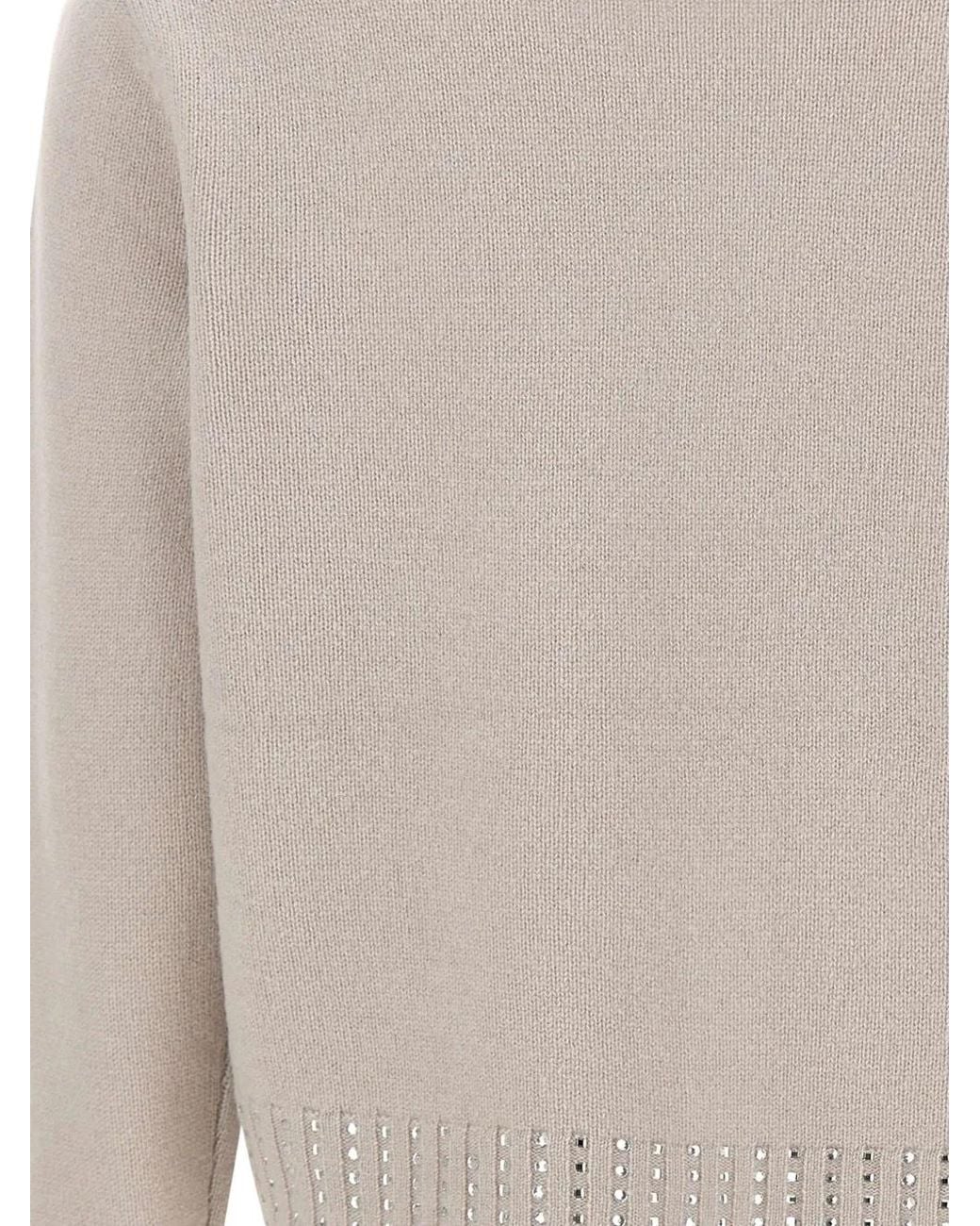 Kaos White Rhinestone-Embellished Wool Cardigan